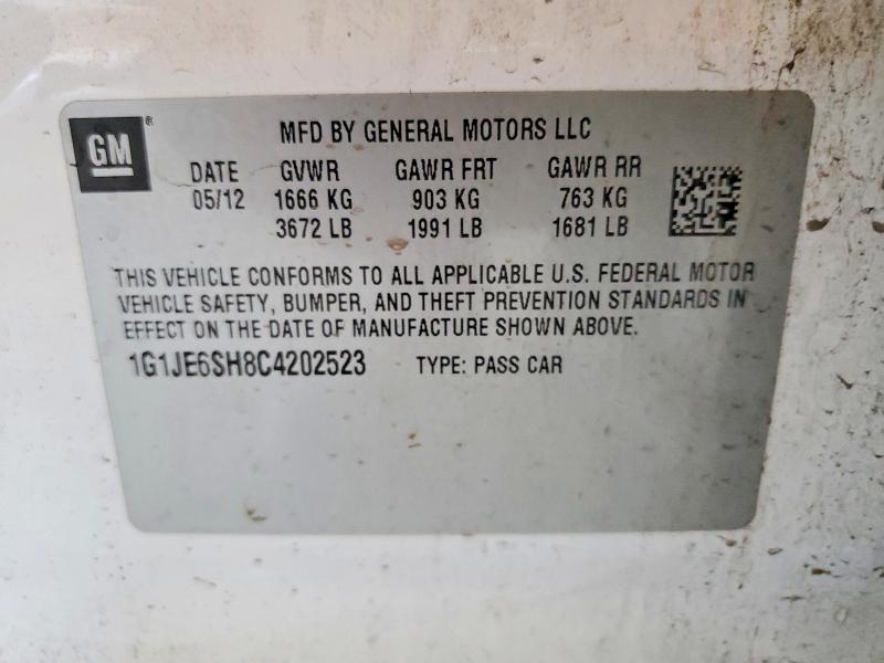 2012 Chevrolet Sonic მანქანა იყიდება აუქციონზე, vin: 1G1JE6SH8C4202523, აუქციონის ნომერი: 62414136