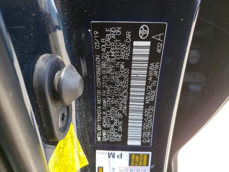 Aukcja sprzedaży 2019 Toyota Corolla Hatchback, vin: JTNK4RBE3K3050933, numer aukcji: 61692516