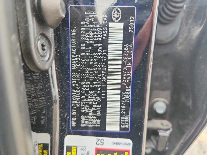 2023 Toyota Camry მანქანა იყიდება აუქციონზე, vin: 4T1T11AK7PU745701, აუქციონის ნომერი: 60238036
