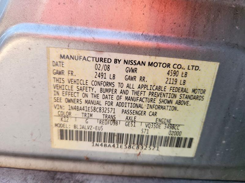 Aukcja sprzedaży 2008 Nissan Maxima, vin: 1N4BA41E58C832571, numer aukcji: 62912716