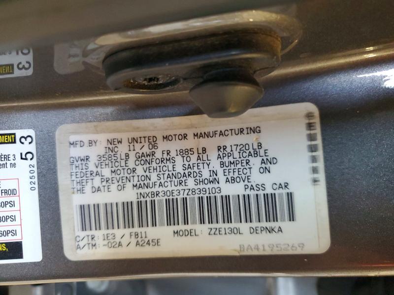 Aukcja sprzedaży 2007 Toyota Corolla, vin: 1NXBR30E37Z839103, numer aukcji: 59267816