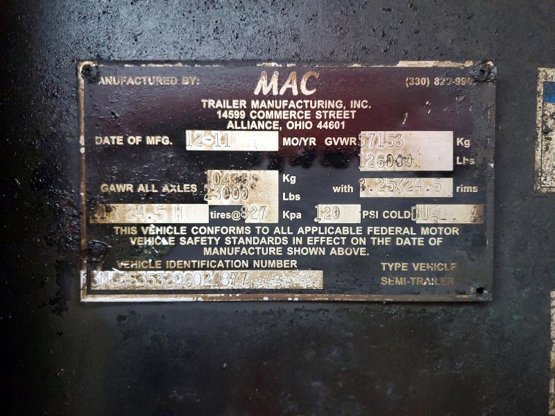 2013 Mac Trailer Mfg Dump Trail მანქანა იყიდება აუქციონზე, vin: 5MADS3532DC024877, აუქციონის ნომერი: 59595196
