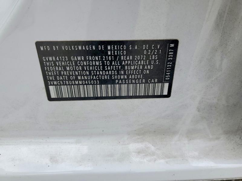 2021 Volkswagen Jetta მანქანა იყიდება აუქციონზე, vin: 3VWC57BU8MM045033, აუქციონის ნომერი: 61208076