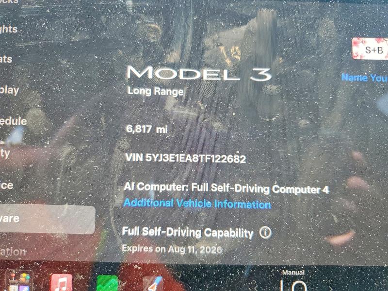 2026 Tesla Model 3 მანქანა იყიდება აუქციონზე, vin: 5YJ3E1EA8TF122682, აუქციონის ნომერი: 62945676