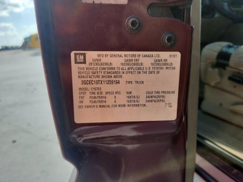 2001 Chevrolet Silverado მანქანა იყიდება აუქციონზე, vin: 2GCEC19TX11259164, აუქციონის ნომერი: 59297396