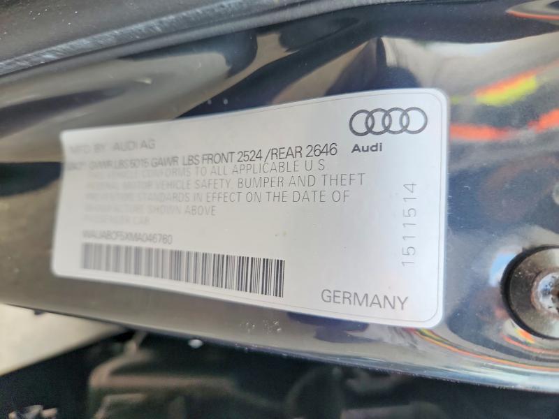 Aukcja sprzedaży 2021 Audi A5, vin: WAUABCF5XMA046760, numer aukcji: 61535666