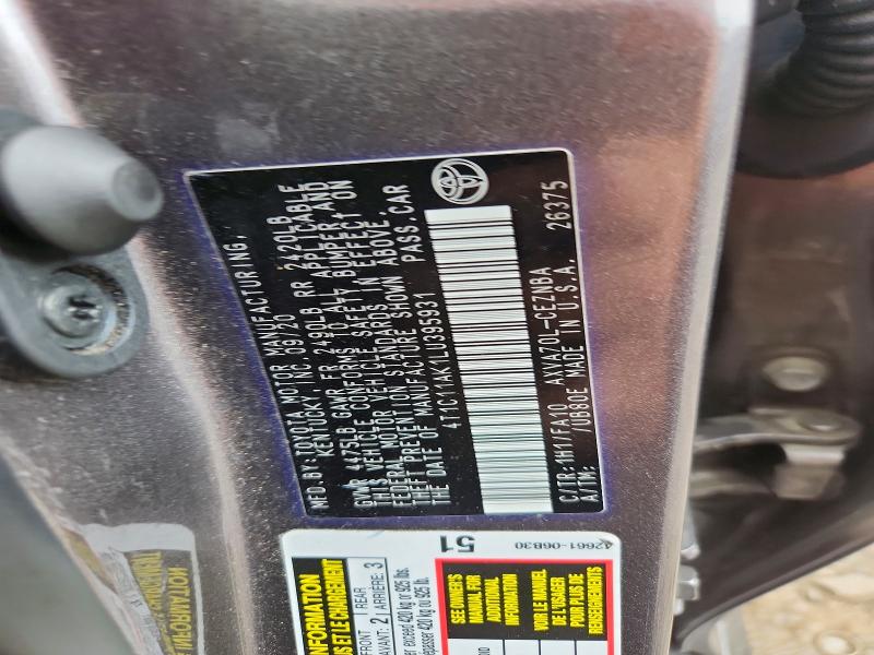 2020 Toyota Camry მანქანა იყიდება აუქციონზე, vin: 4T1C11AK1LU395931, აუქციონის ნომერი: 62595956