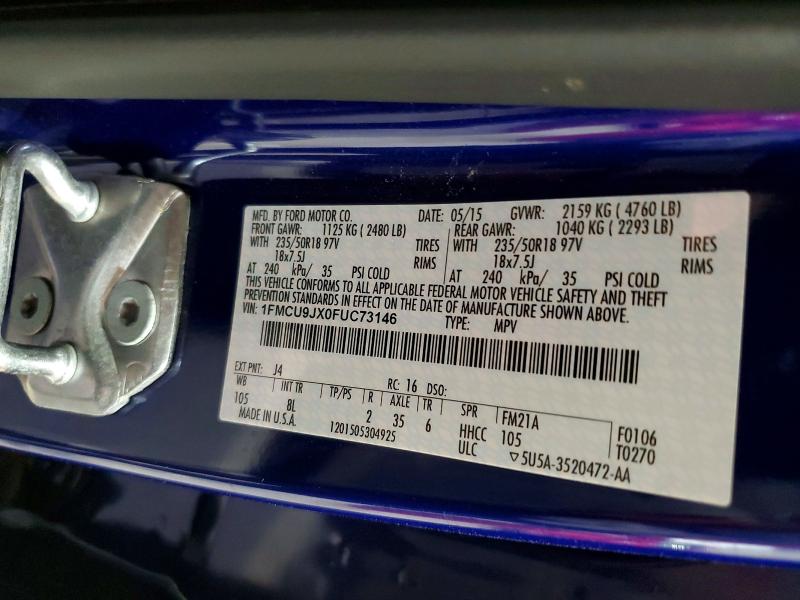 Aukcja sprzedaży 2015 Ford Escape, vin: 1FMCU9JX0FUC73146, numer aukcji: 62051886