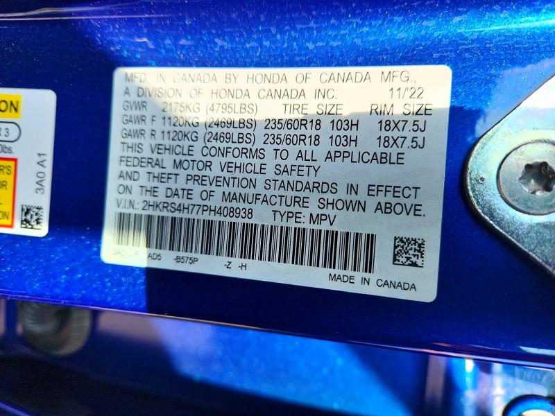 Продаж на аукціоні авто 2023 Honda Cr-v, vin: 2HKRS4H77PH408938, номер лоту: 63352916