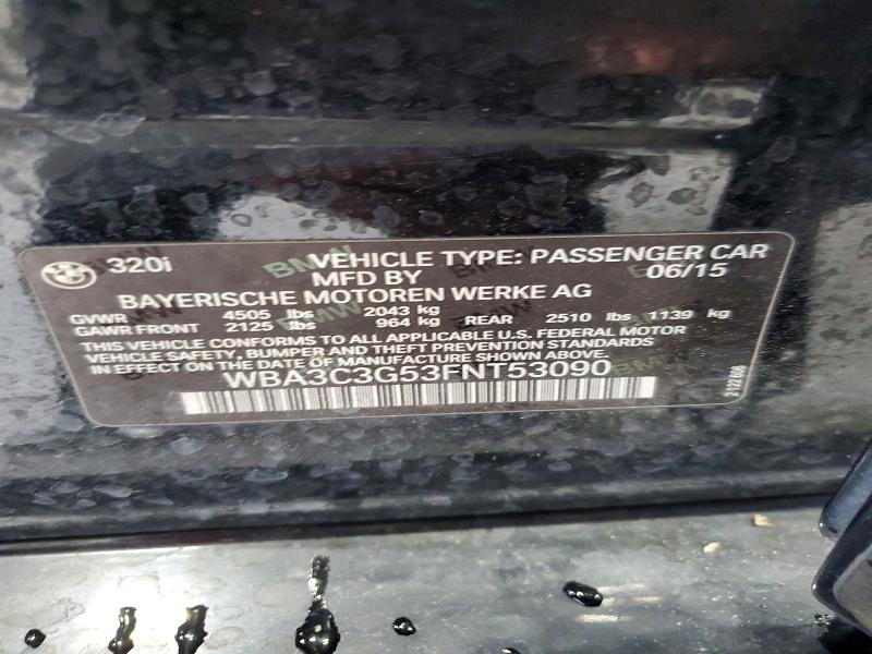 2015 Bmw 320 მანქანა იყიდება აუქციონზე, vin: WBA3C3G53FNT53090, აუქციონის ნომერი: 41632866
