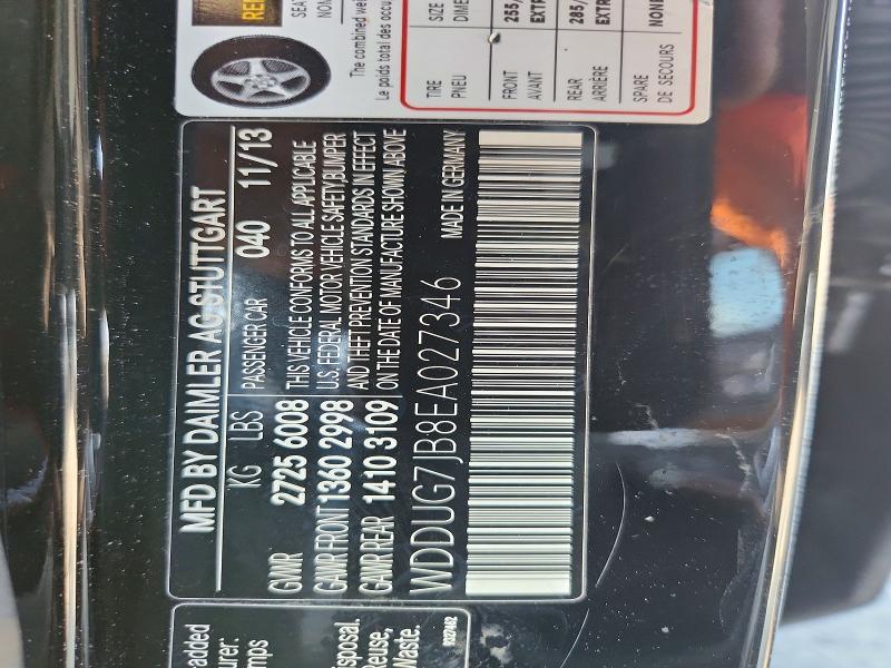 60025836 :رقم المزاد ، WDDUG7JB8EA027346 vin ، 2014 Mercedes-benz S مزاد بيع