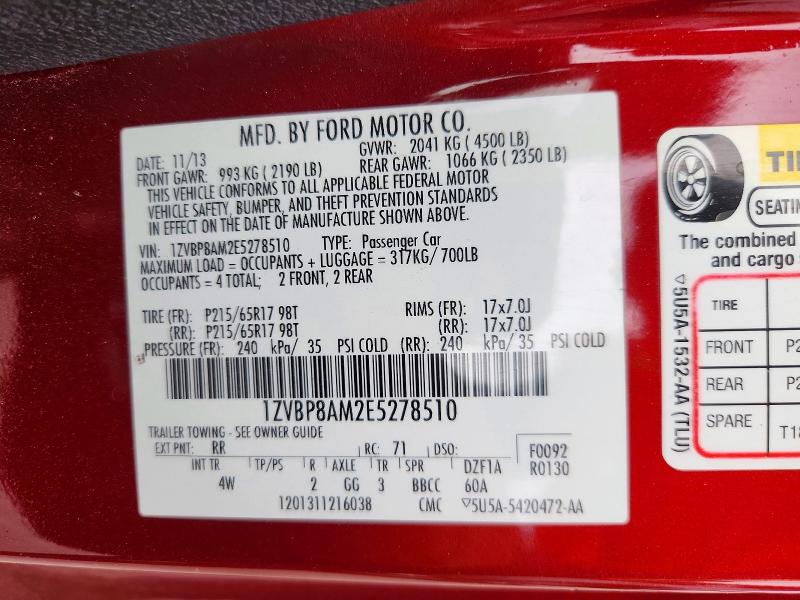 Продаж на аукціоні авто 2014 Ford Mustang, vin: 1ZVBP8AM2E5278510, номер лоту: 61797136