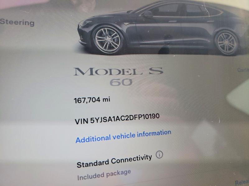 2013 Tesla Model S მანქანა იყიდება აუქციონზე, vin: 5YJSA1AC2DFP10190, აუქციონის ნომერი: 50539566