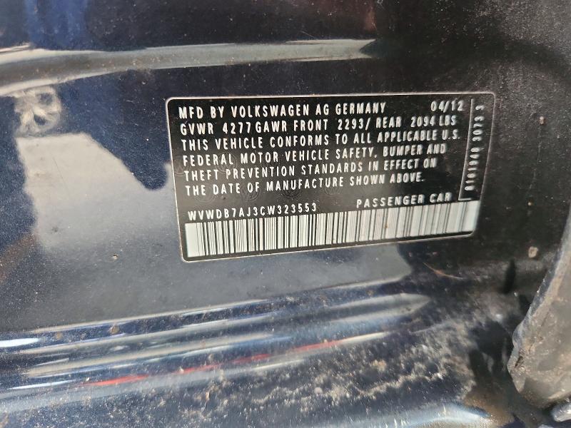 62481586 :رقم المزاد ، WVWDB7AJ3CW323553 vin ، 2012 Volkswagen Golf مزاد بيع