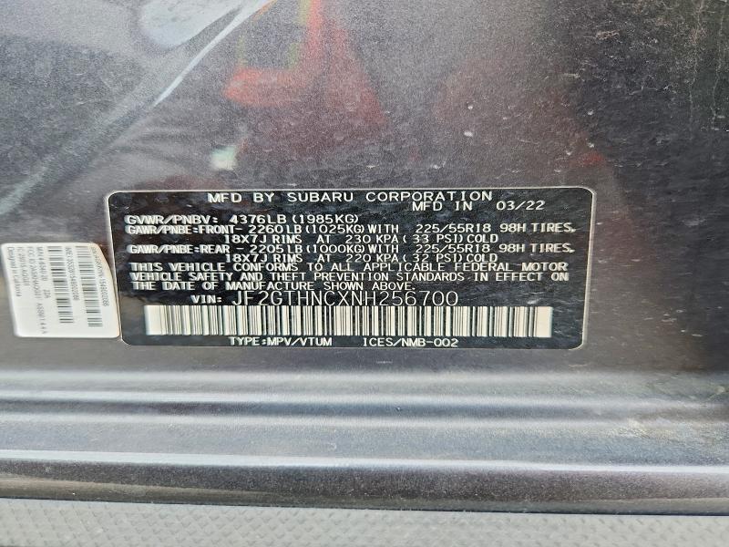 2022 Subaru Crosstrek მანქანა იყიდება აუქციონზე, vin: JF2GTHNCXNH256700, აუქციონის ნომერი: 60662176