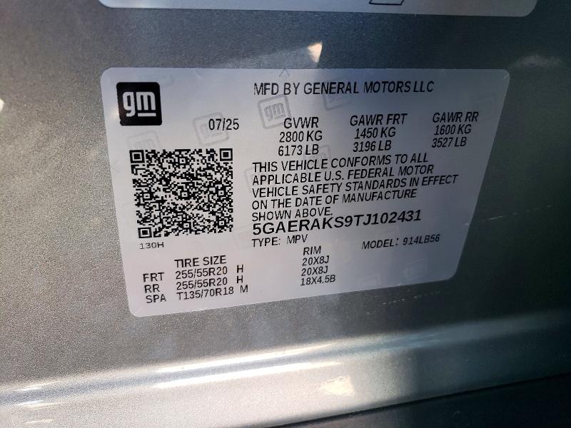 62539286 :رقم المزاد ، 5GAERAKS9TJ102431 vin ، 2026 Buick Enclave مزاد بيع