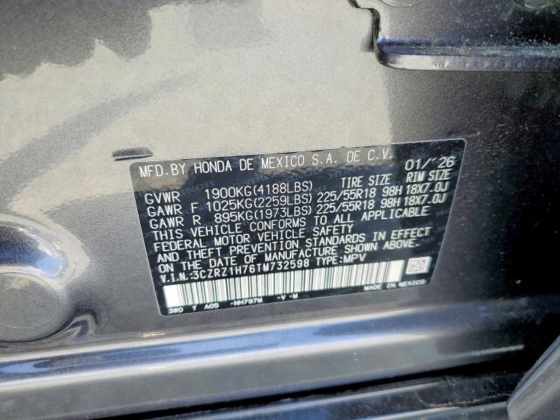 60135286 :رقم المزاد ، 3CZRZ1H76TM732598 vin ، 2026 Honda Hr-v مزاد بيع
