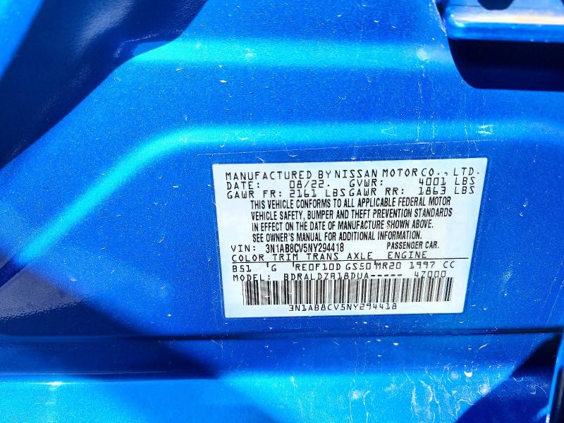 Продаж на аукціоні авто 2022 Nissan Sentra, vin: 3N1AB8CV5NY294418, номер лоту: 61398686