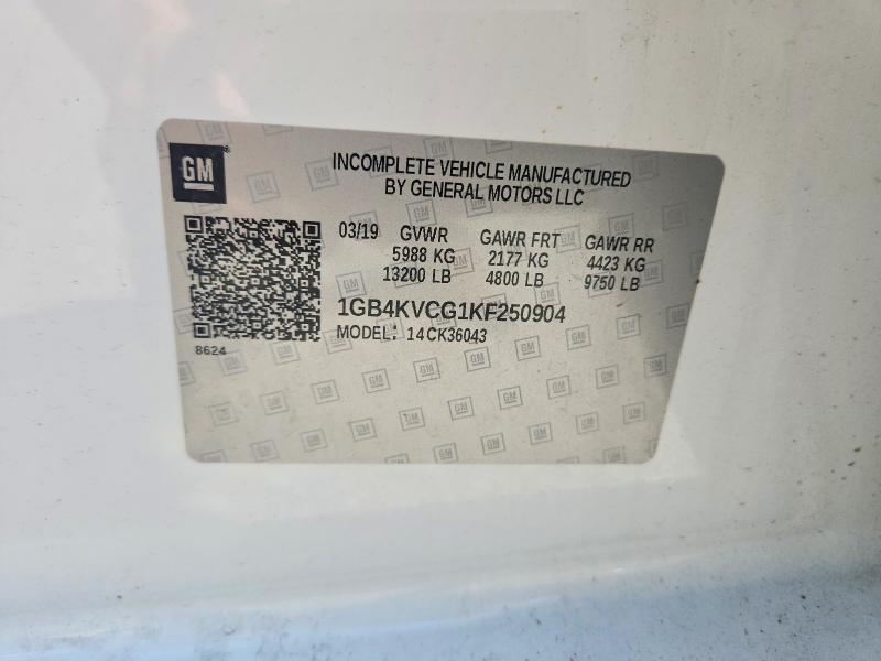 58296796 :رقم المزاد ، 1GB4KVCG1KF250904 vin ، 2019 Chevrolet Silverado مزاد بيع