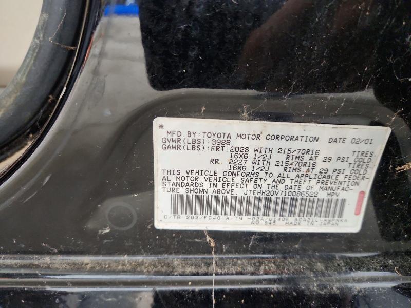 Aukcja sprzedaży 2001 Toyota Rav4, vin: JTEHH20V710086522, numer aukcji: 61250476