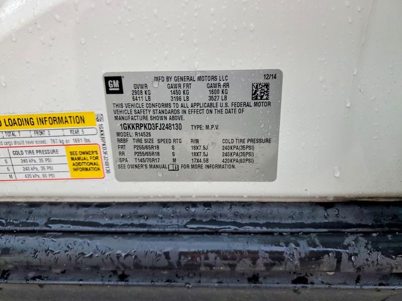 Aukcja sprzedaży 2015 Gmc Acadia, vin: 1GKKRPKD3FJ248130, numer aukcji: 59835446