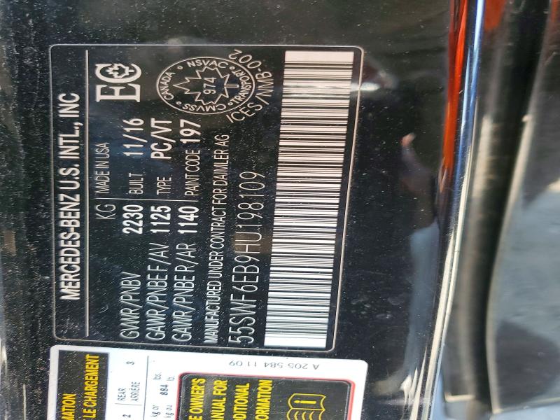 Продаж на аукціоні авто 2017 Mercedes-benz C, vin: 55SWF6EB9HU198109, номер лоту: 60434036