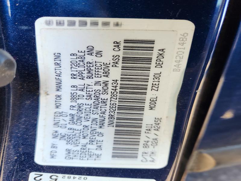 59863236 :رقم المزاد ، 1NXBR32E67Z854434 vin ، 2007 Toyota Corolla مزاد بيع