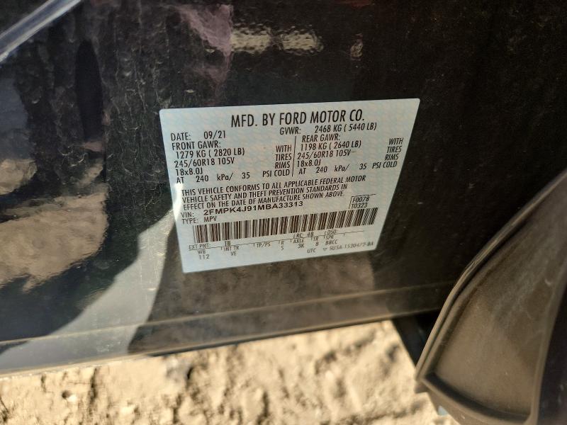 62391876 :رقم المزاد ، 2FMPK4J91MBA33313 vin ، 2021 Ford Edge مزاد بيع