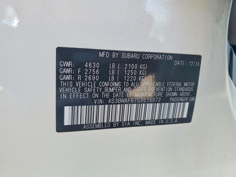 Продажа на аукционе авто 2025 Subaru Legacy, vin: 4S3BWAF67S3015072, номер лота: 59638616
