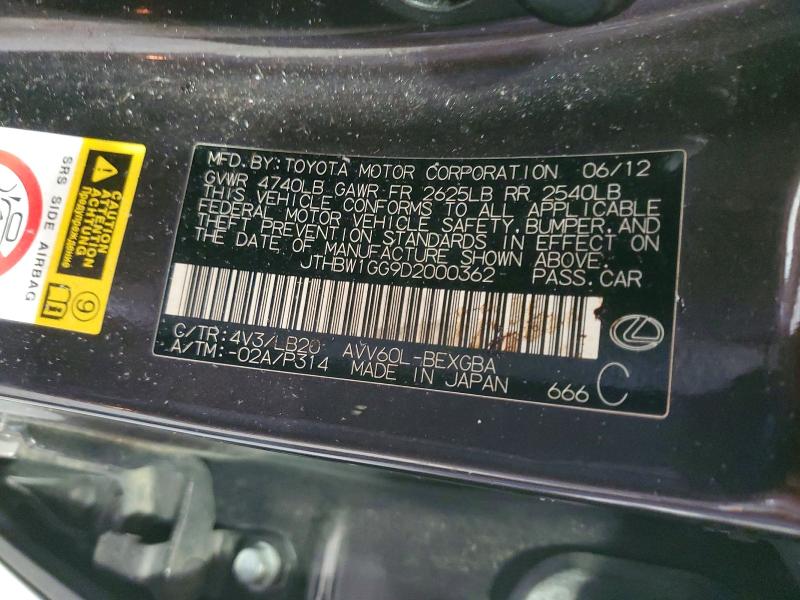 Продаж на аукціоні авто 2013 Lexus Es, vin: JTHBW1GG9D2000362, номер лоту: 62604586