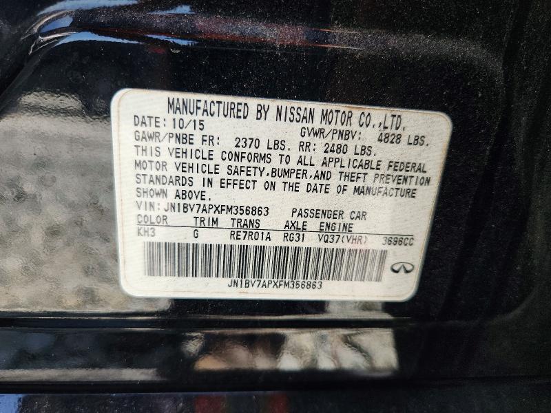 Продажа на аукционе авто 2015 Infiniti Q50, vin: JN1BV7APXFM356863, номер лота: 63036856