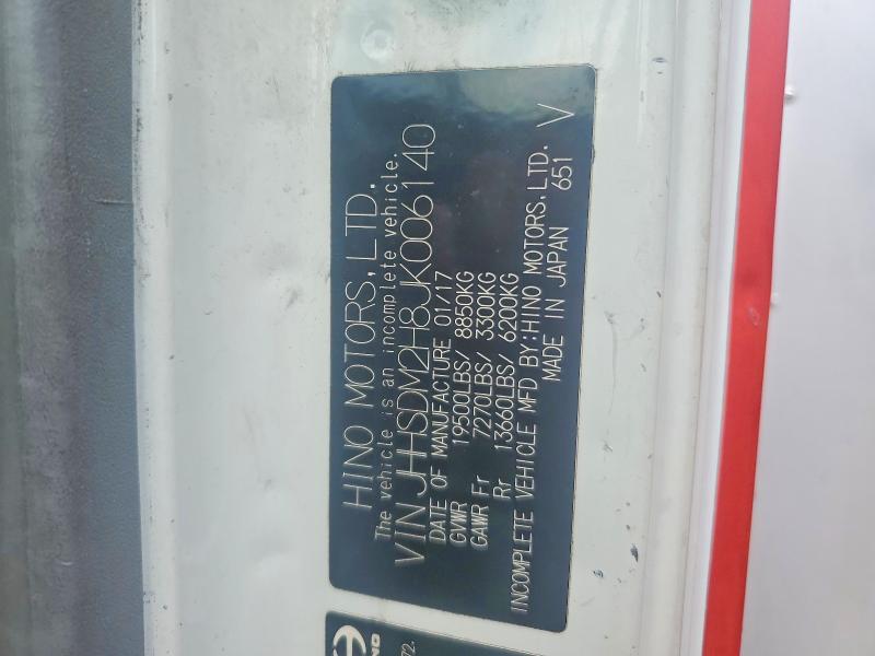 61681166 :رقم المزاد ، JHHSDM2H8JK006140 vin ، 2018 Hino 195 مزاد بيع