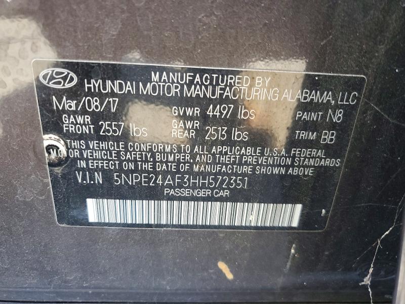 Продаж на аукціоні авто 2017 Hyundai Sonata, vin: 5NPE24AF3HH572351, номер лоту: 61164466