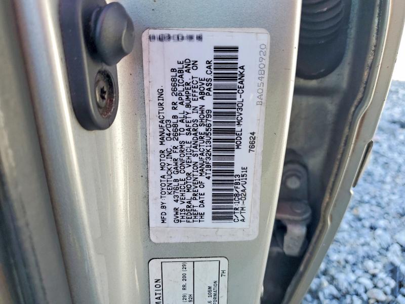 60784596 :رقم المزاد ، 4T1BF32K13U556799 vin ، 2003 Toyota Camry مزاد بيع