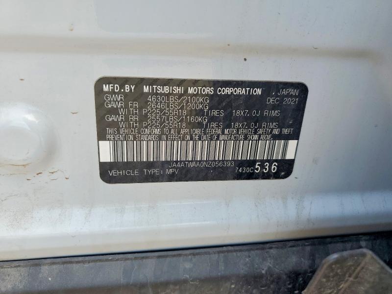 60977366 :رقم المزاد ، JA4ATWAA0NZ056393 vin ، 2022 Mitsubishi Eclipse Cross مزاد بيع