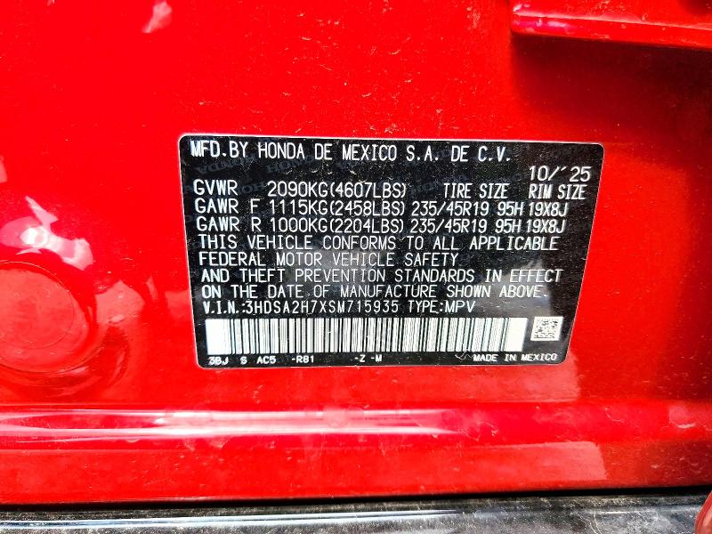 62801366 :رقم المزاد ، 3HDSA2H7XSM715935 vin ، 2025 Acura Adx مزاد بيع