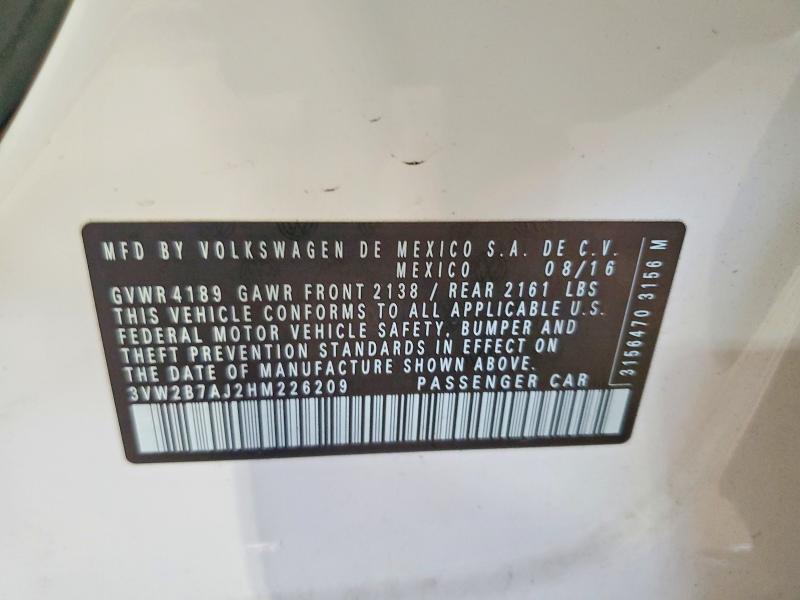 Продаж на аукціоні авто 2017 Volkswagen Jetta, vin: 3VW2B7AJ2HM226209, номер лоту: 60128266