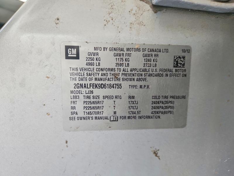 Продаж на аукціоні авто 2013 Chevrolet Equinox, vin: 2GNALFEK9D6184755, номер лоту: 59143646
