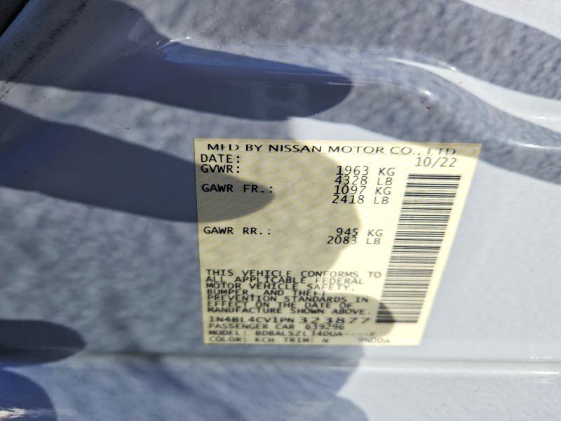 Продажа на аукционе авто 2023 Nissan Altima, vin: 1N4BL4CV1PN323877, номер лота: 59405176