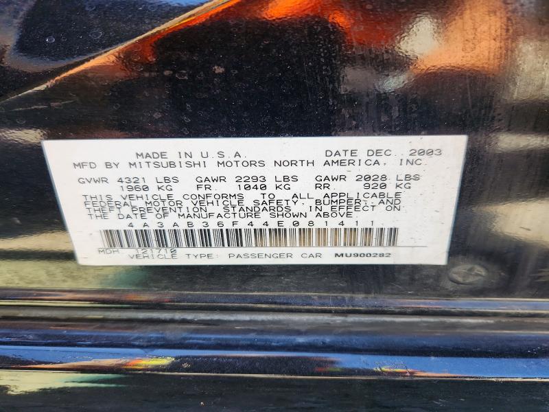 2004 Mitsubishi Galant მანქანა იყიდება აუქციონზე, vin: 4A3AB36F44E081411, აუქციონის ნომერი: 63241936