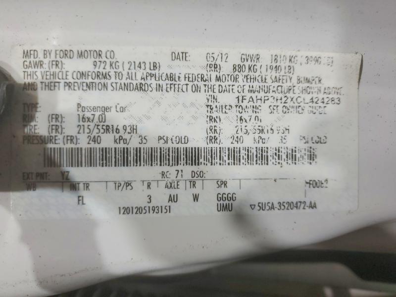 Продажа на аукционе авто 2012 Ford Focus, vin: 1FAHP3H2XCL424283, номер лота: 63219916