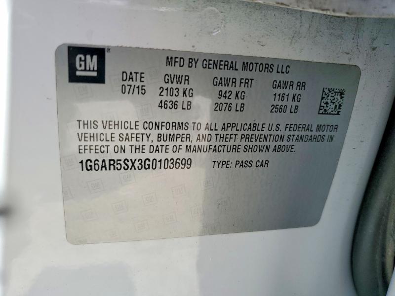 2016 Cadillac Cts მანქანა იყიდება აუქციონზე, vin: 1G6AR5SX3G0103699, აუქციონის ნომერი: 62069406