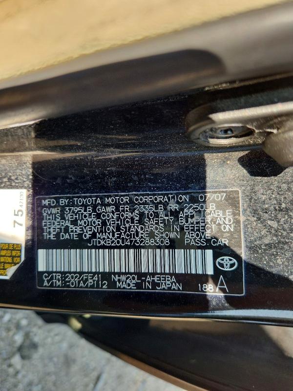 62983606 :رقم المزاد ، JTDKB20U473288308 vin ، 2007 Toyota Prius مزاد بيع