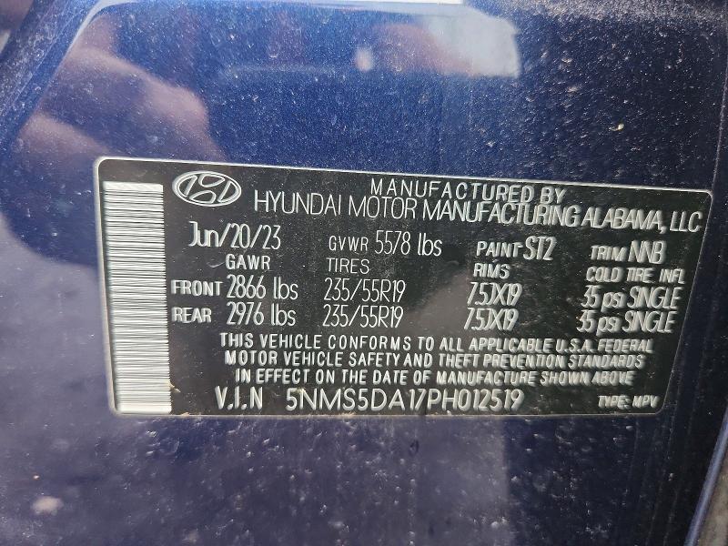 Продажа на аукционе авто 2023 Hyundai Santa Fe, vin: 5NMS5DA17PH012519, номер лота: 59638136