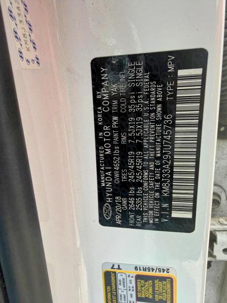 Aukcja sprzedaży 2018 Hyundai Tucson, vin: KM8J33A29JU745736, numer aukcji: 62538976