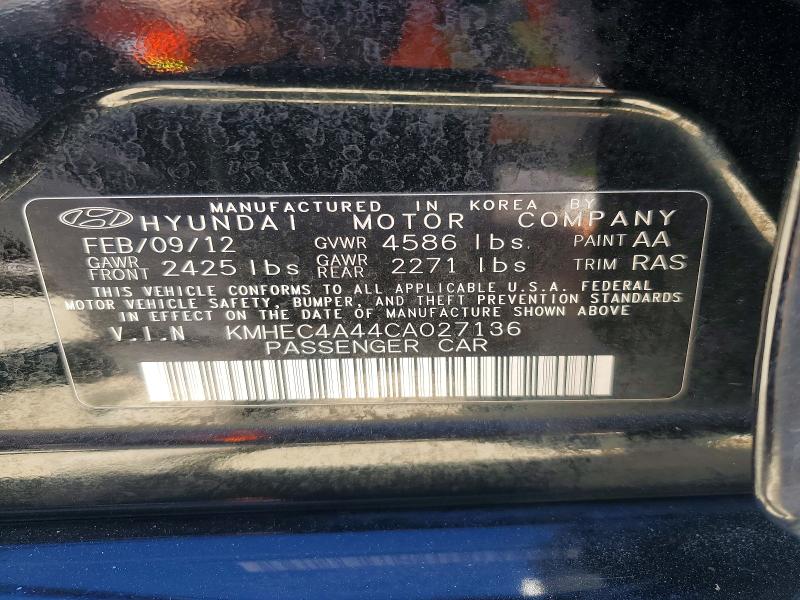 Продаж на аукціоні авто 2012 Hyundai Sonata, vin: KMHEC4A44CA027136, номер лоту: 62213126