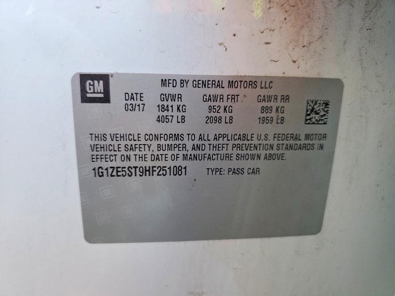 Aukcja sprzedaży 2017 Chevrolet Malibu, vin: 1G1ZE5ST9HF251081, numer aukcji: 60419906