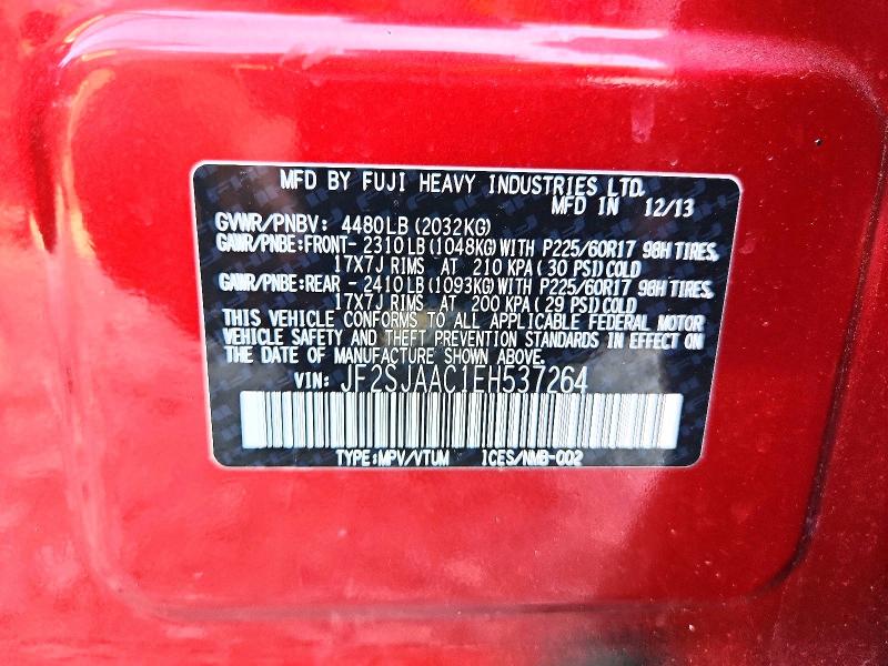 Продажа на аукционе авто 2014 Subaru Forester, vin: JF2SJAAC1EH537264, номер лота: 63056996