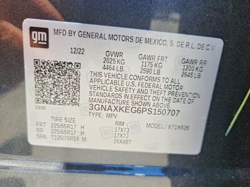 59624776 :رقم المزاد ، 3GNAXKEG6PS150707 vin ، 2023 Chevrolet Equinox مزاد بيع