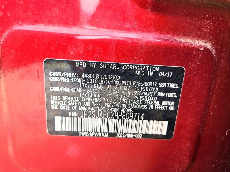 Aukcja sprzedaży 2017 Subaru Forester, vin: JF2SJAECXHH809714, numer aukcji: 60198026